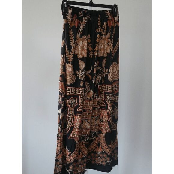 Women's Black & Gold Abstract Maxi Skirt S #2025-B5 - Picture 3 of 7